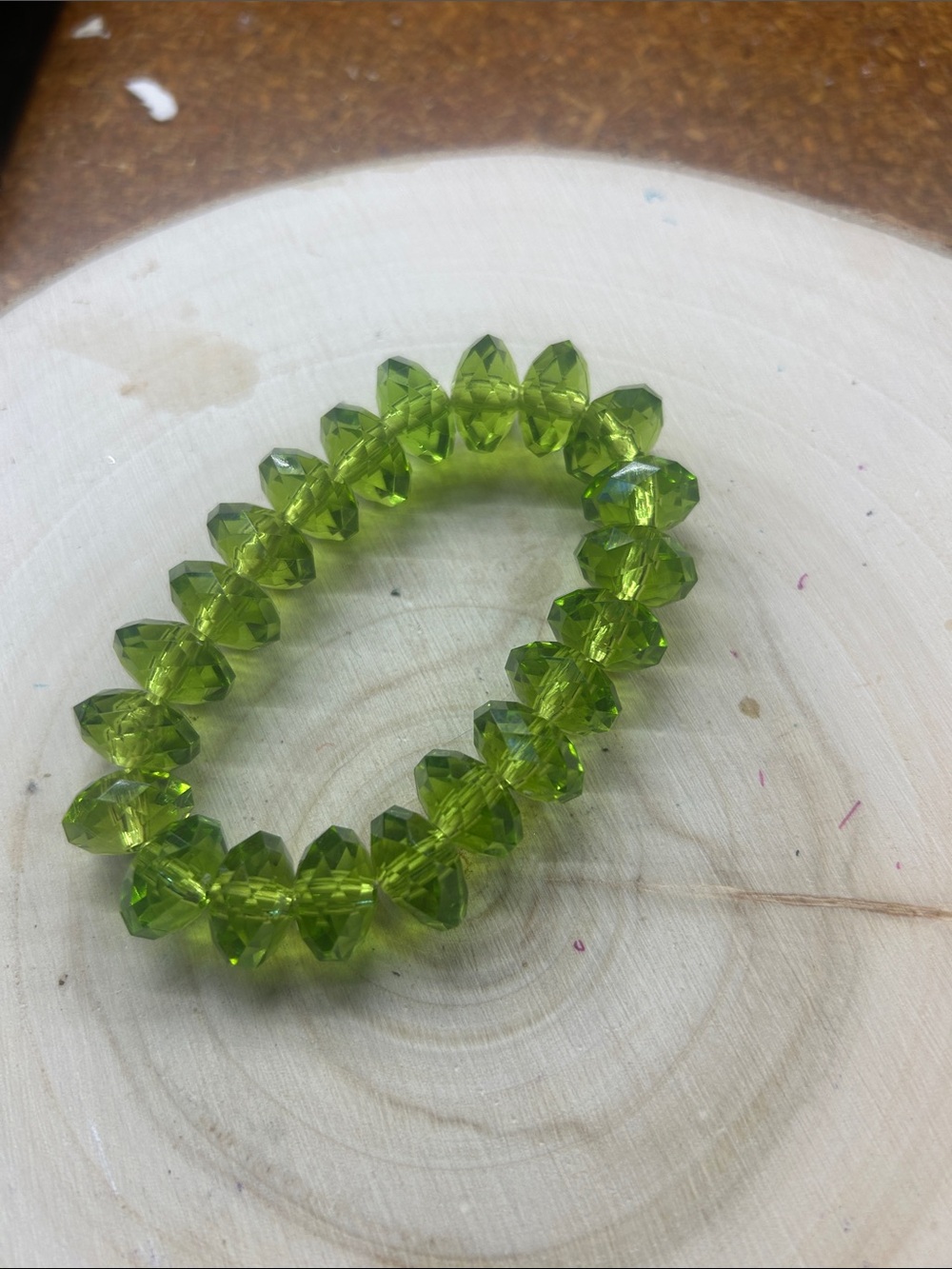 Faceted Lime Green Stretch Crystal Bracelet for Women